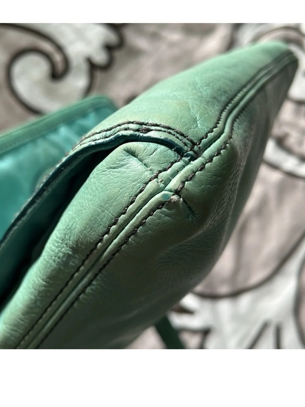 Fossil Seafoam Aqua Cowhide Leather Crossbody Shoulder Bag Purse Twist Lock - Picture 11 of 16